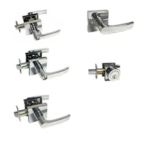 Polished Chrome Square door knobs lever entry privacy passage dummy deadbolt 