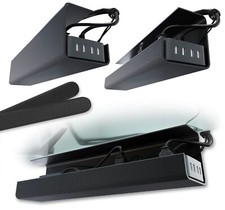 Under Desk Cable Management Tray Self-Adhesive Cord Organizer Black 2-Pack