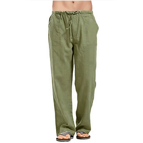 Herren Leinenhose Freizeit Lose Kordelzug Stoffhose Sommer Fitness Jogginghosen - Bild 22 von 28