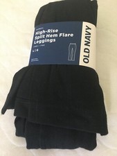 NWT Old Navy Women's Black High Rise Jersey Flare Leggings SPLIT HEM Many sizes