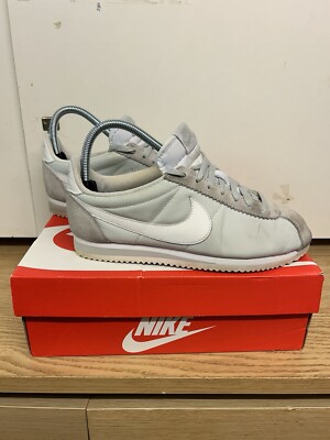Womens Nike Classic Cortez Nylon Trainers In Box, Platinum/Pure