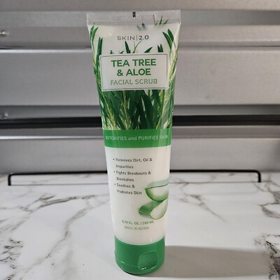 SKIN 2.0 Tea Tree & Aloe Facial Scrub Detoxifies & Purifies Skin K-Beauty 6.76oz
