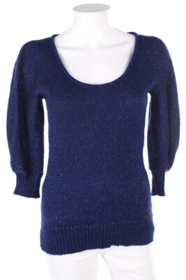 roccobarocco 3/4-sleeve Crewneck Pullover Glitter XS blue shades