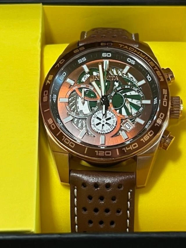 Invicta Aviator Rose Gold 41691 Quartz 45Mm Brown Leather Chrono Date Mens Watch - Image 2 of 4