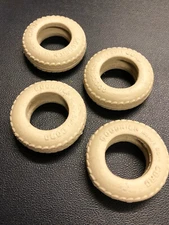 4 ARCADE  HUBLEY GOODRICH white tread rubber TIRES  1-7/16" od - cast iron toys