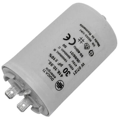 Anlaufkondensator Motorkondensator 30µF 400V 45x70mm Stecker 6,3x0,8mm Ducati 41
