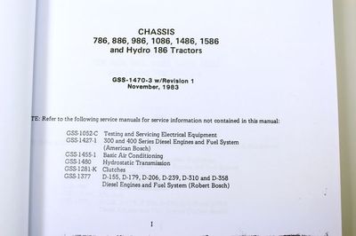International 786 886 986 Tractor Service Repair Shop Manual Ih
