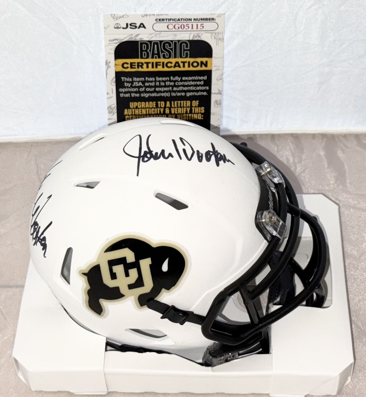 John Wooten Autographed Signed Colorado Buffaloes Matte White mini helmet JSA 