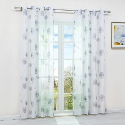 Gardinen Store Ausbrenner Vorhang mit Kräuselband Ösen Schlaufen Dekoschal Voile - Bild 1 von 4