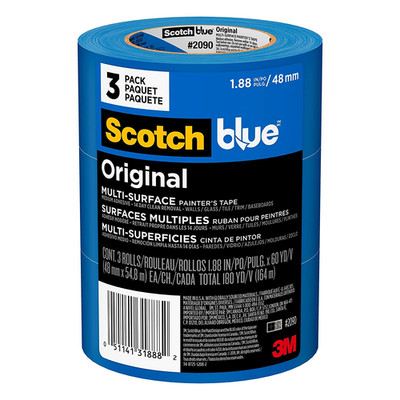 Original Multi-Surface Painters Tape, 2 Inch Wide (1.88 In. X 60 Yds), 3 Rolls,
