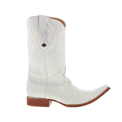 Los Altos Ostrich Boots XXX-Toe Mens White Wide Cowboy Western Boots