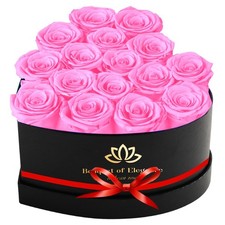 16 Pink Forever Preserved Roses in a Box,Mothers Day Flowers,Preserved Flower...