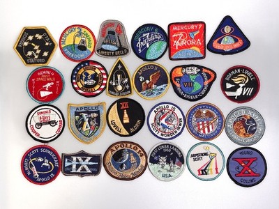 NASA PATCH lot of 24 vintage GEMINI APOLLO MERCURY Aldrin Armstrong Collins ++