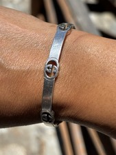 Gucci Sterling Silver Engraved Logo Cuff Bracelet Made in Italy — listing 3