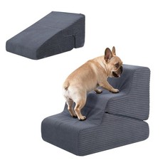 Dog Ramp for Bed, 16.5" H Dog Stairs for High Bed, 2 in 1 Pet Steps for Small...