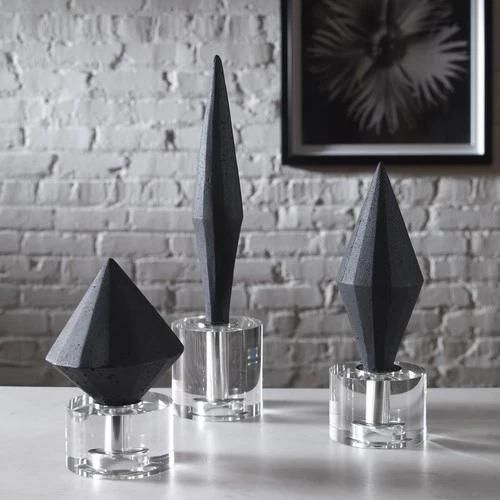 Uttermost 17916 Alize 14" Tall Crystal and Rice Stone Abstract - Black - Picture 2 of 5