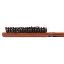 Natural Boar Bristle Hair Brush Slim Line Comb Wood Handle Professional Salon