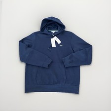 NWT Lacoste Men  s Hooded Sweatshirt Blue Sz US XL FR 6 Organic Cotton Gator Logo