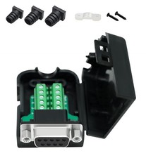 DB9 Female Breakout Connector, RS232 Serial, Solderless, Terminal Block, Case