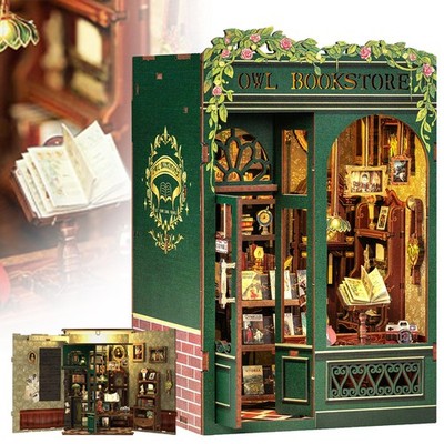 LED Gartenhaus 3D Puzzle Booknook Miniatur Haus Modellbausatz Diorama Modelbau