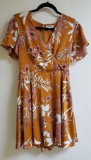 Express Burnt Orange Womens Floral Summer FallDress Size 8