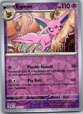 Pokemon Espeon Rare SV: Prismatic Evolutions 033/131 NM Reverse holo