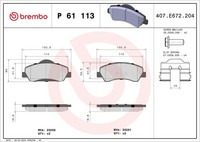 Bremsbelagsatz Scheibenbremse Prime Brembo P 61 113 FüR CitroËN Peugeot C4 Sw 2