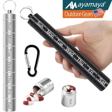 Metal Pill Box Organizer 7 Day Portable Waterproof Keychain Medicine Holder Case