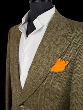 VTG 1973 HART SCHAFFNER MARX HALF LINED HERRINGBONE TWEED SPORT COAT SZ 39