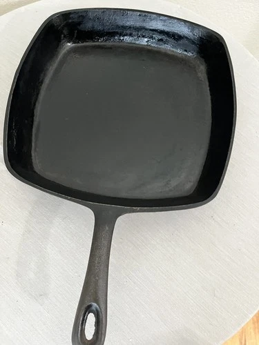 Vintage Birmingham Stove Range BSR Cast Iron 10-1/4"  Square Skillet USA Made