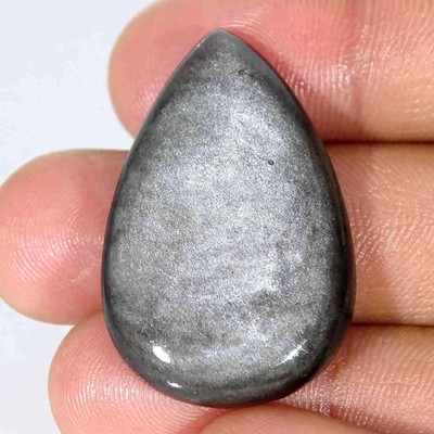 36.30Cts Natural Sheen Silver Obsidian Pear Cabochon Loose Gemstone