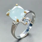 Unique ring Natural Aquamarine Ring 925 Sterling Silver Size 7 /R460702