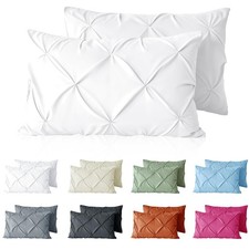 White Pintuck Pillow Cases King 2 PCS Pinch Pleated Microfiber Shams Stain