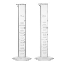 2Pcs 25ml Plastic Graduated Cylinder Measuring Cylinder Science Test Tube Beaker