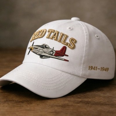Red Tails 1941-1949 Embroidered Vintage Washed Baseball Cap Tuskegee Airmen P-51