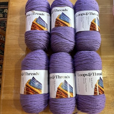Loops and Threads Yarn 7oz Skeins Lot Of 6 Color Amethyst Purple New