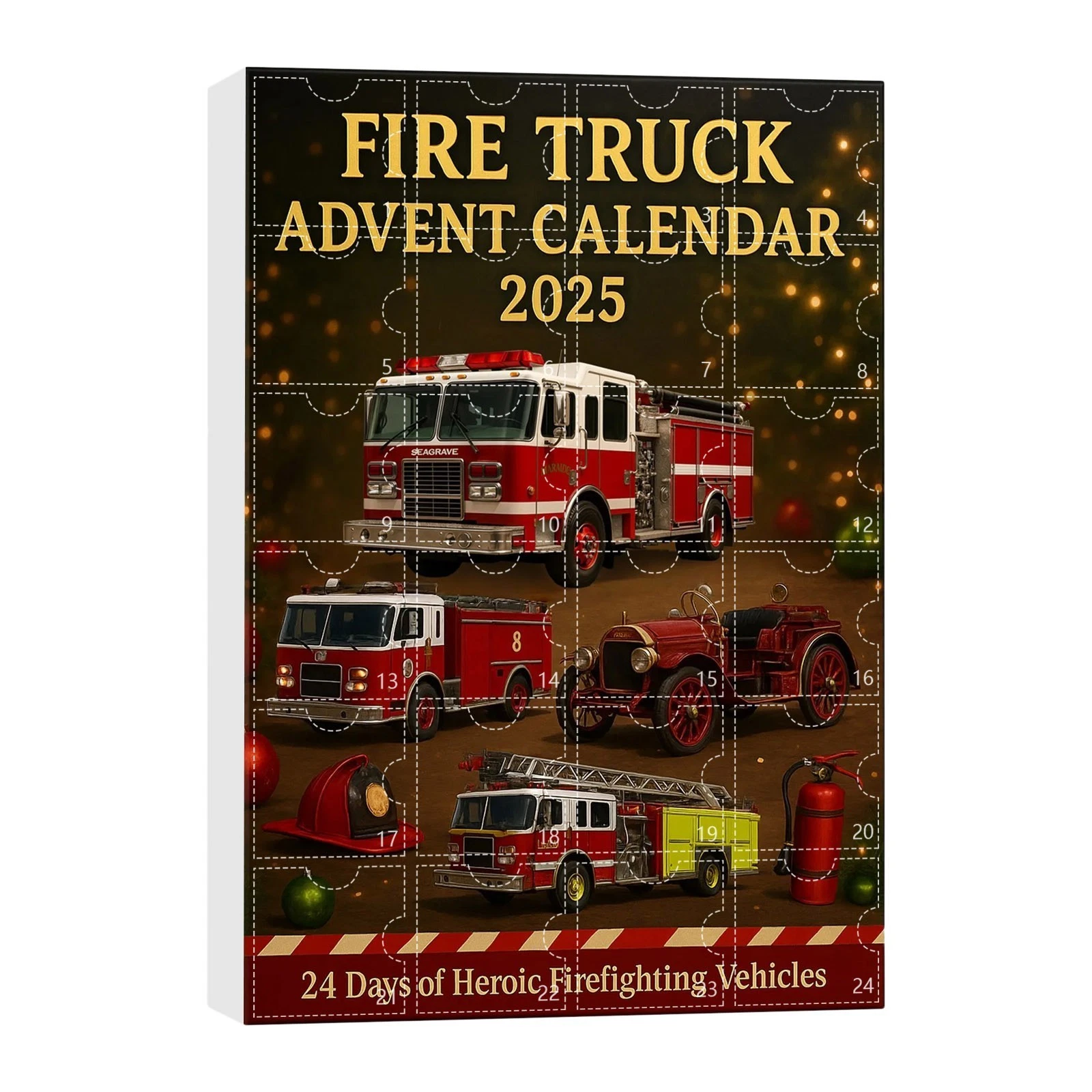 Fire Truck Advent 24 Days Countdown Calendar With 24 Different Mini Fire Trucks