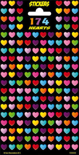 174 kolorowe serca brokatowe wykończone naklejki dla dzieci impreza wypełniacz torby - Zdjęcie 1 z 1