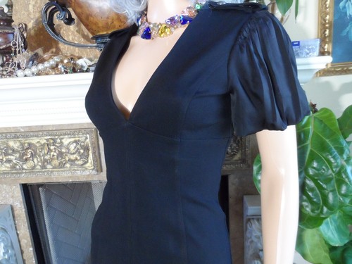 Burberry London Black Short Gathered Sleeves Sheath Dress Size US 6 - Picture 13 of 24