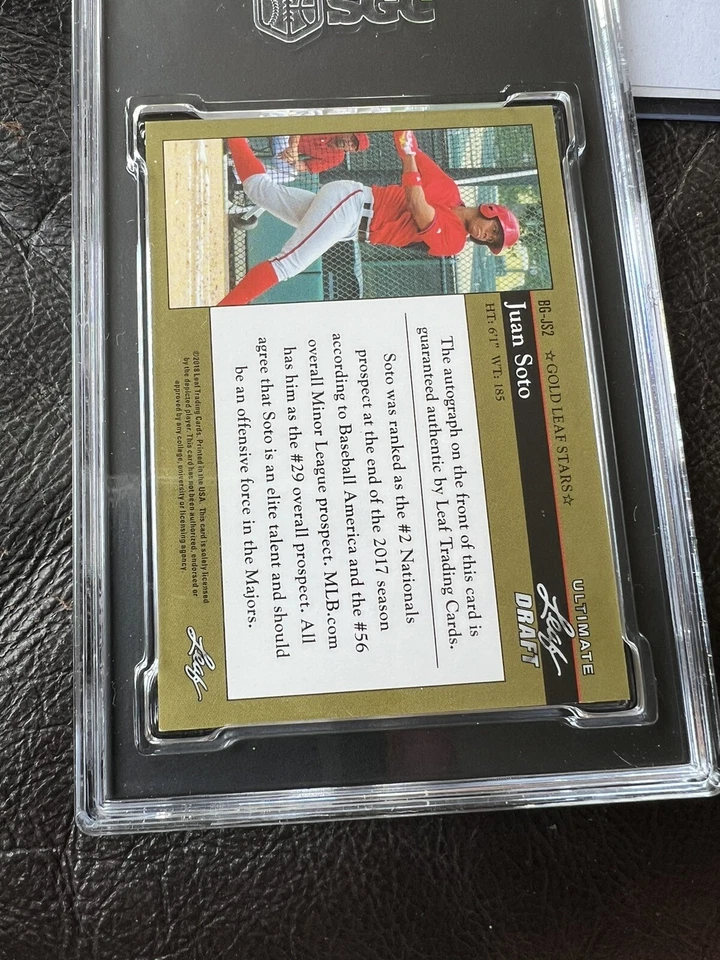 2018 Leaf Ultimate Draft Juan Soto Black Gold Autographed SGC 10/8 - Image 2 of 2