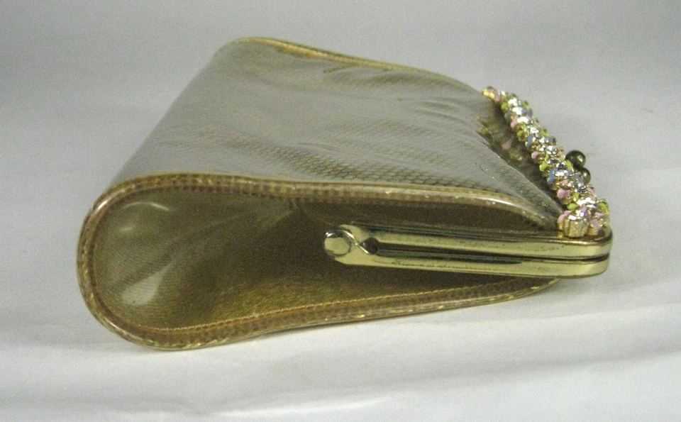 MAXIM Bolso sin asas Vinilo Estrás Flores Esmalte Bloqueo de beso Bolso sin asas Tono Dorado  Foto 4 de 4