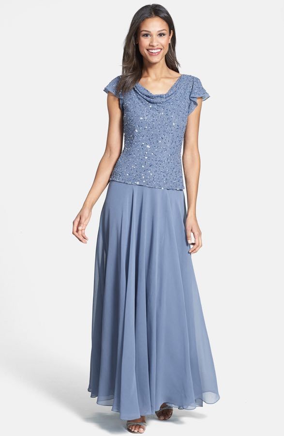 Beaded Cowl Popover Flutter Sleeve 