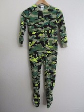 Circo Green Camo Camouflage Fleece Zip Front Footed PJS Pajamas Youth XS