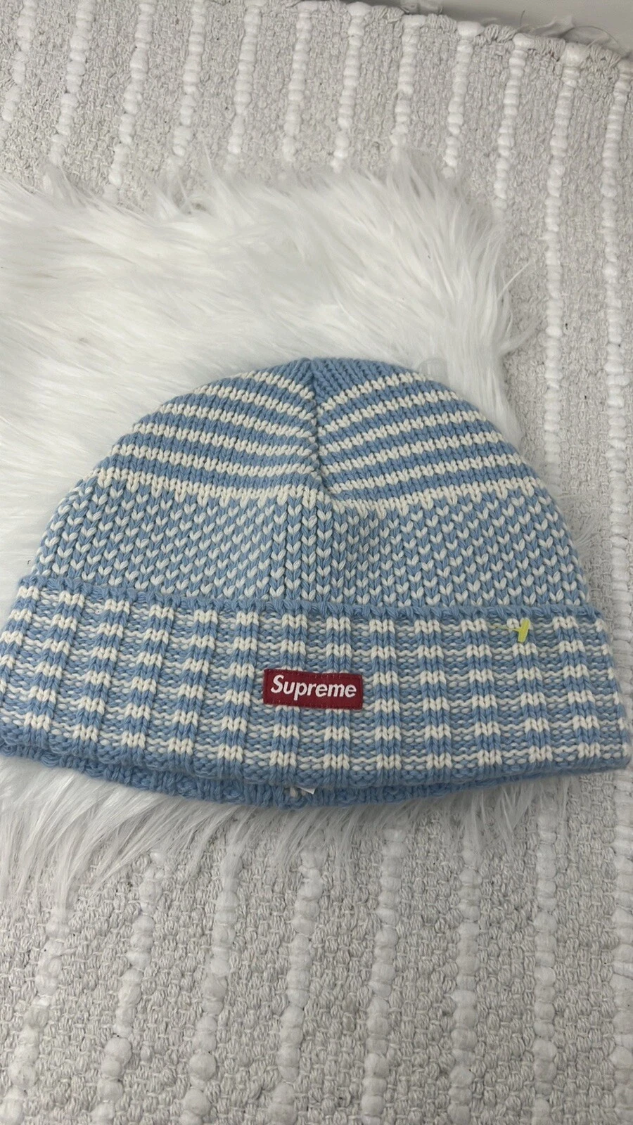 Supreme laine jacquard beanie bleu clair unisexe taille unique