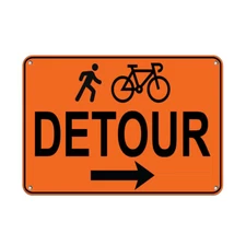 Aluminum Horizontal Metal Sign Multiple Sizes Detour Traffic A Temporary Warning