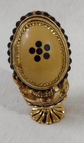 Egg Shaped Trinket Box On Stand Hand Made Small Box 9x3.5cm Vintage