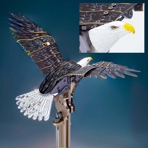 Bald Eagle Sculpture Kit with Flapping Wings Metal Model DIY Assembly Toys - Picture 3 of 11