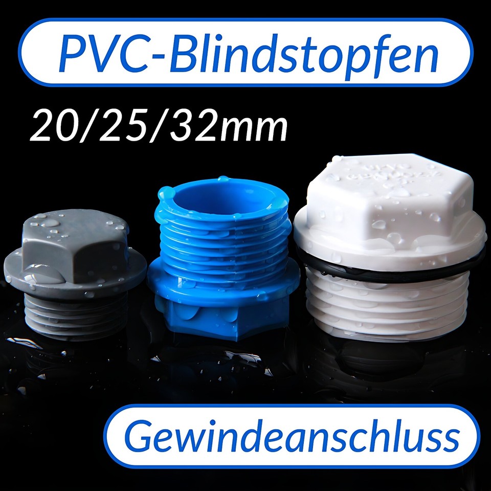1/2" 3/4" 1" Rosca Exterior PVC Plástico Tubos Accesorios Tapón Enchufe Blanco,Azul