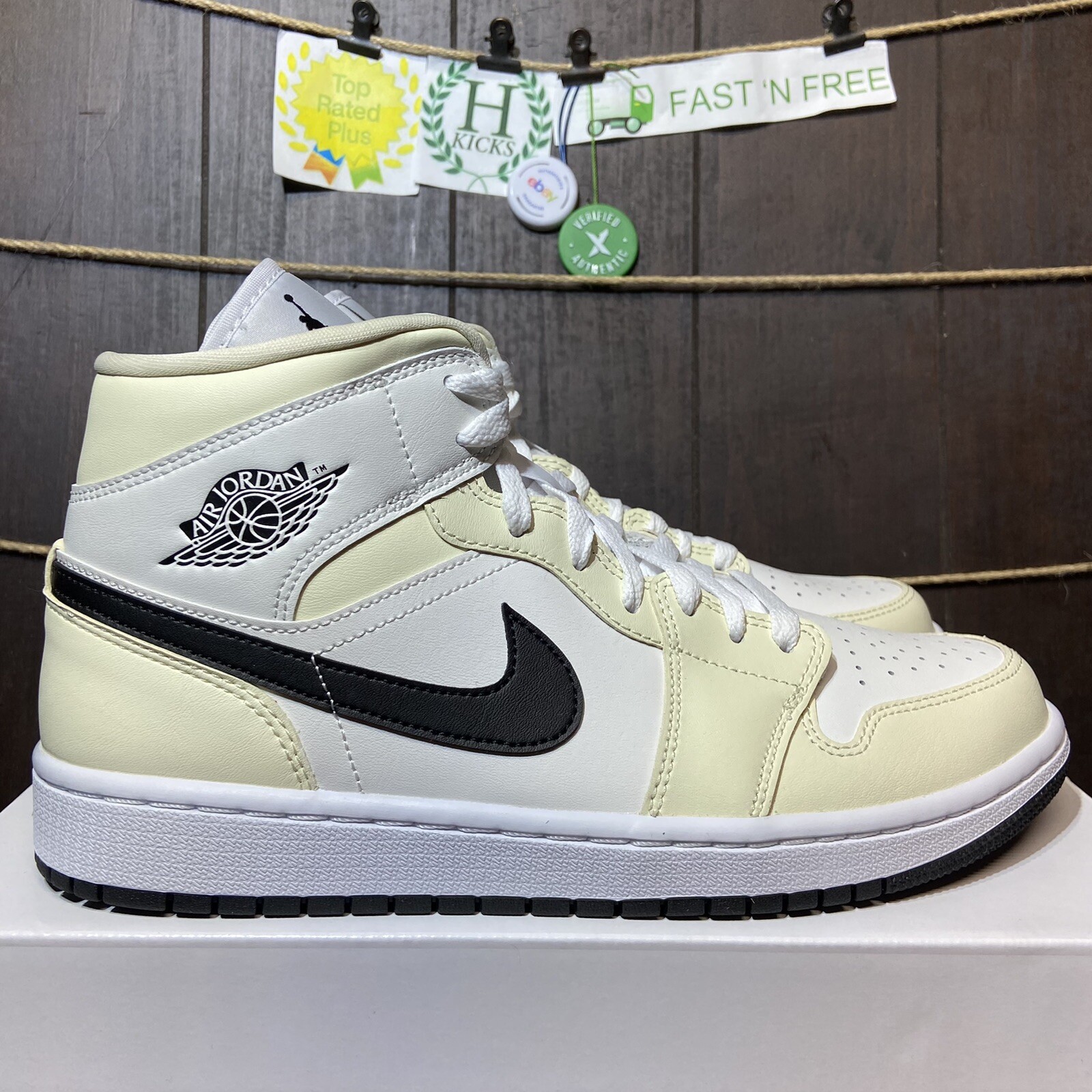 Nike Air Jordan 1 Mid Coconut Milk Cream White Black BQ6472-121  Women\u0026#039;s Size 10 | eBay