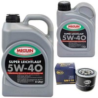 MotoröL Set 5W-40 Vollsynth Meguin 6 Liter + ÖLfilter FüR Renault Megane Clio I